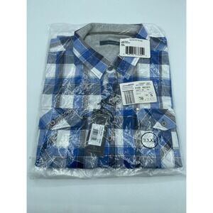 7 Diamonds Night Visions Mens 3XL Blue Plaid Short Sleeve Button Down SMK-4143
